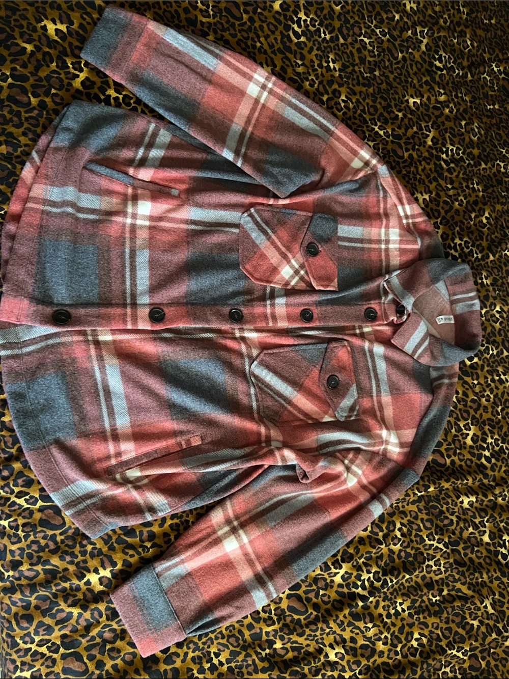 Zenana Outfitters Rust and Gray Plaid Shacket